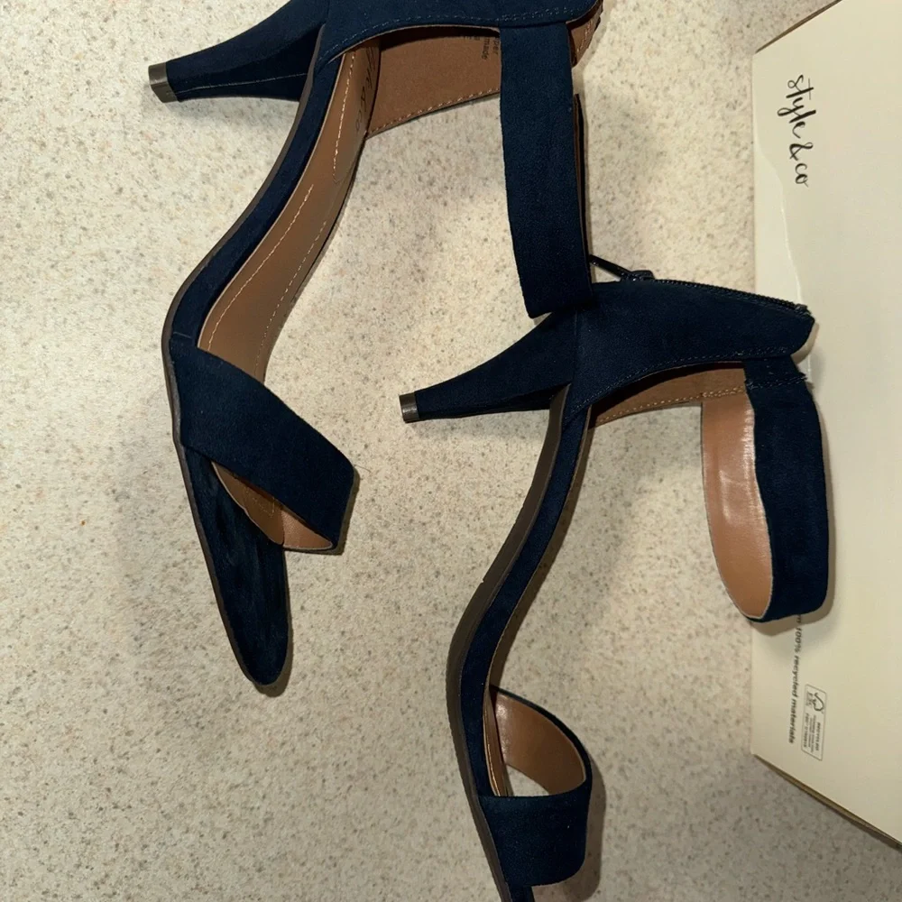 Style & Co. Navy Blue Heeled Sandals - Picture 2 of 7